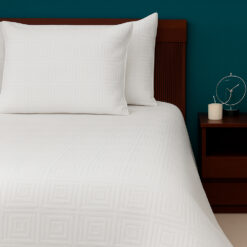 Juego de Duvet Jacquard Blanco Cuadros