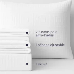 Juego de Duvet Jacquard Blanco Cuadros Casa LiLe