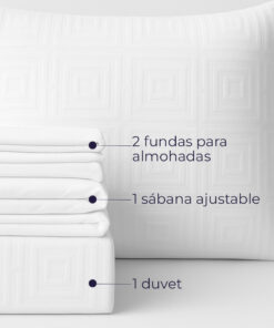Alternative view of Juego de Duvet Jacquard Blanco Cuadros