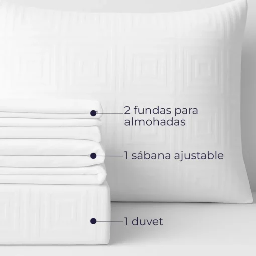 Juego de Duvet Jacquard Blanco Cuadros Casa LiLe