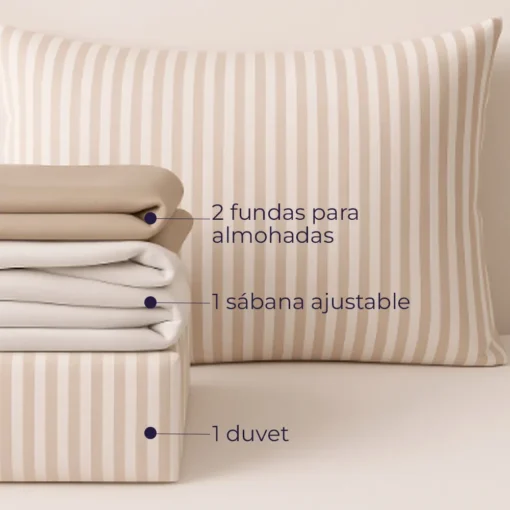 Juego de Duvet Cati nico Caf Raya Media Casa LiLe