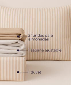 Alternative view of Juego de Duvet Catiónico Café Raya Delgada