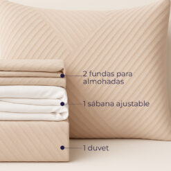 Alternative view of Juego de Duvet Jacquard Camel Rayas