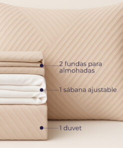 Alternative view of Juego de Duvet Jacquard Camel Rayas