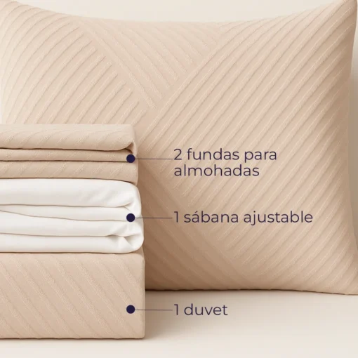 Juego de Duvet Jacquard Camel Rayas Casa LiLe