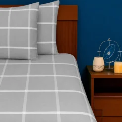 Juego de Duvet Cati nico Gris Cuadros Tipo B (Con Imperfecciones) Casa LiLe