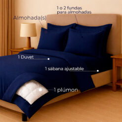 Alternative view of Combo LILÉ Azul Oscuro - Plumón + Juego de Duvet + Almohada + Cobija Bunny