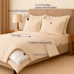 Combo LIL Beige - Plum n + Juego de Duvet + Almohada + Cobija Bunny Casa LiLe