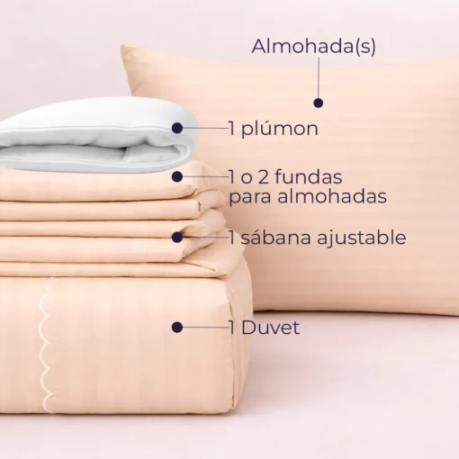 Combo LIL Beige Premium - Plum n + Juego de Duvet + Almohada + Cobija Bunny Casa LiLe