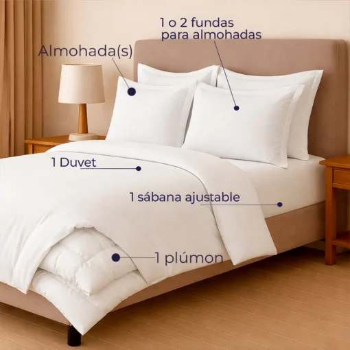 Combo LIL Blanco - Plum n + Juego de Duvet + Almohada + Cobija Bunny Casa LiLe