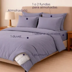 Combo LIL Gris Claro - Plum n + Juego de Duvet + Almohada + Cobija Bunny Casa LiLe