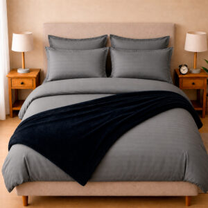 Combo LILÉ Gris Oscuro Premium - Plumón + Juego de Duvet + Almohada + Cobija Bunny