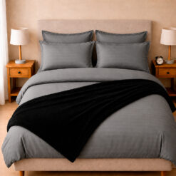 Combo Soltero 1000 Gris Oscuro Premium - Protector Antifluido, Plumón, Almohada(s), Juego Duvet, Cobija Bunny y Toallas