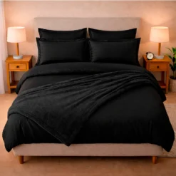 Combo LIL Negro Premium - Plum n + Juego de Duvet + Almohada + Cobija Bunny Casa LiLe