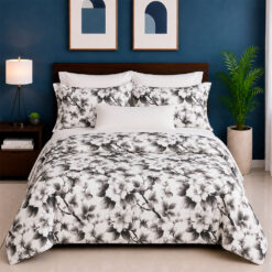 Combo duvet más plumón flor grande gris
