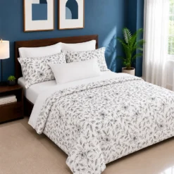 Combo duvet m s plum n hojas blanco Casa LiLe