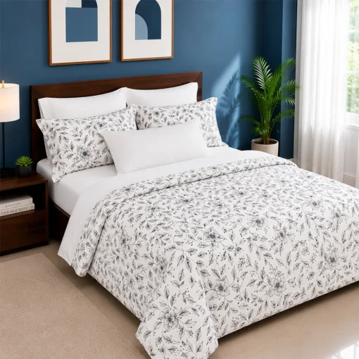 Combo duvet m s plum n hojas blanco Casa LiLe