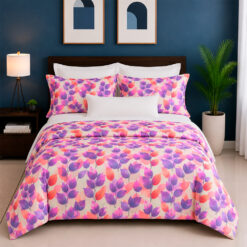 Combo duvet más plumón hojas morado
