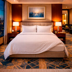 Combo Hotelero – Juego de Sábanas Polialgodón + Protector de Colchón Antifluido + Almohada Down Proof 300 Hilos