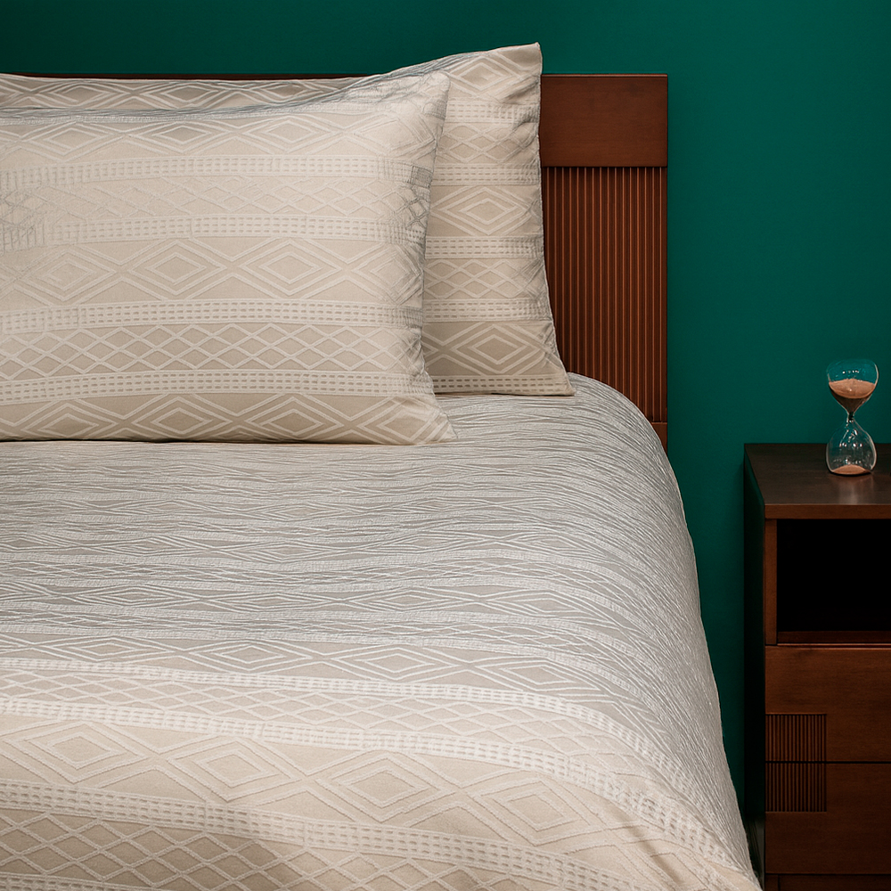 Juego de Duvet Jacquard Geométrico Beige