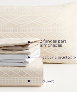 Alternative view of Juego de Duvet Jacquard Geométrico Beige
