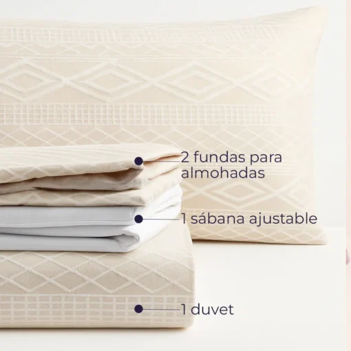Juego de Duvet Jacquard Rombos Beige Casa LiLe