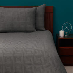 Juego de Duvet Jacquard Gris Cuadros