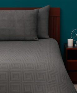 Juego de Duvet Jacquard Gris Cuadros