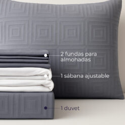 Alternative view of Juego de Duvet Jacquard Gris Cuadros