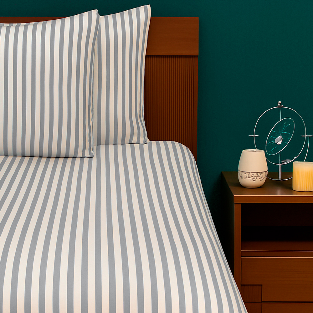 Juego de Duvet Catiónico Gris Raya Media