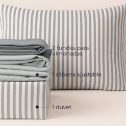 Alternative view of Juego de Duvet Catiónico Gris Raya Media