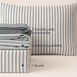 Juego de Duvet Cati nico Gris Raya Media Casa LiLe