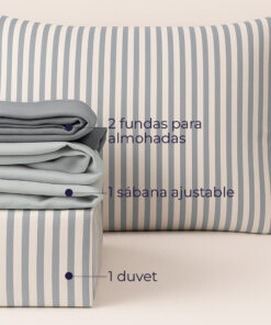 Alternative view of Juego de Duvet Catiónico Gris Raya Media