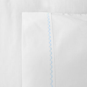 Alternative view of Juego de sábanas blanco con bordado azul para cuna