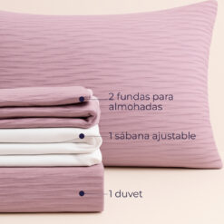 Alternative view of Juego de Duvet Jacquard Lila Rayas