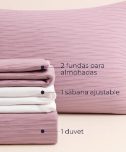 Alternative view of Juego de Duvet Jacquard Lila Rayas