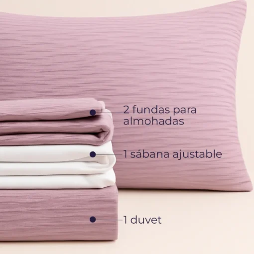 Juego de Duvet Jacquard Lila Rayas Casa LiLe