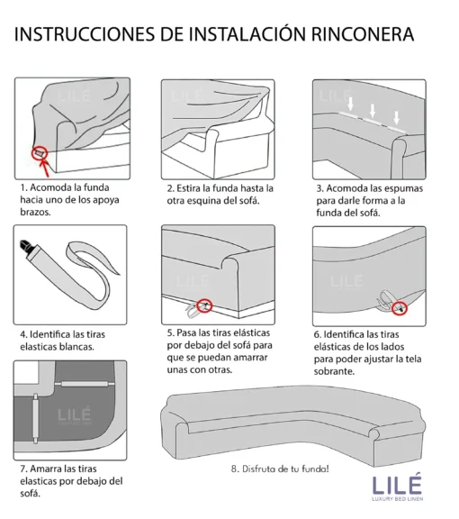 Funda ajustable para rinconera gris Casa LiLe