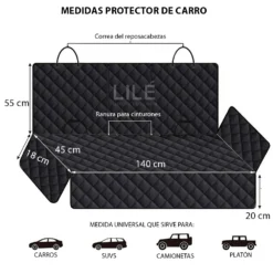 Combo protector silla de carro trasera + delantera negro Casa LiLe