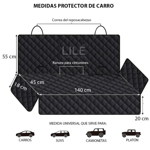 Combo protector silla de carro trasera + delantera negro Casa LiLe