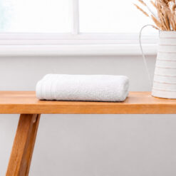 Set x2 Toalla de Manos Blanca 100% Algodón 550g | Diseño Doble Línea 53x96cm