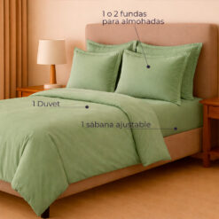Alternative view of Juego de Duvet Verde Oliva de microfibra