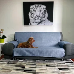 Protector de sof gris/azul claro doble faz Casa LiLe