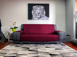 Protector de sofá vinotinto/café doble faz