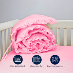 Bumper para cuna rosado con boleros