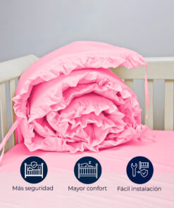 Bumper para cuna rosado con boleros