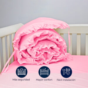 Bumper para cuna rosado con boleros