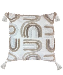 Cojín Decorativo Rustic con Flecos Arcoíris Beige