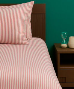 Juego de Duvet Catiónico Rojo Raya Delgada