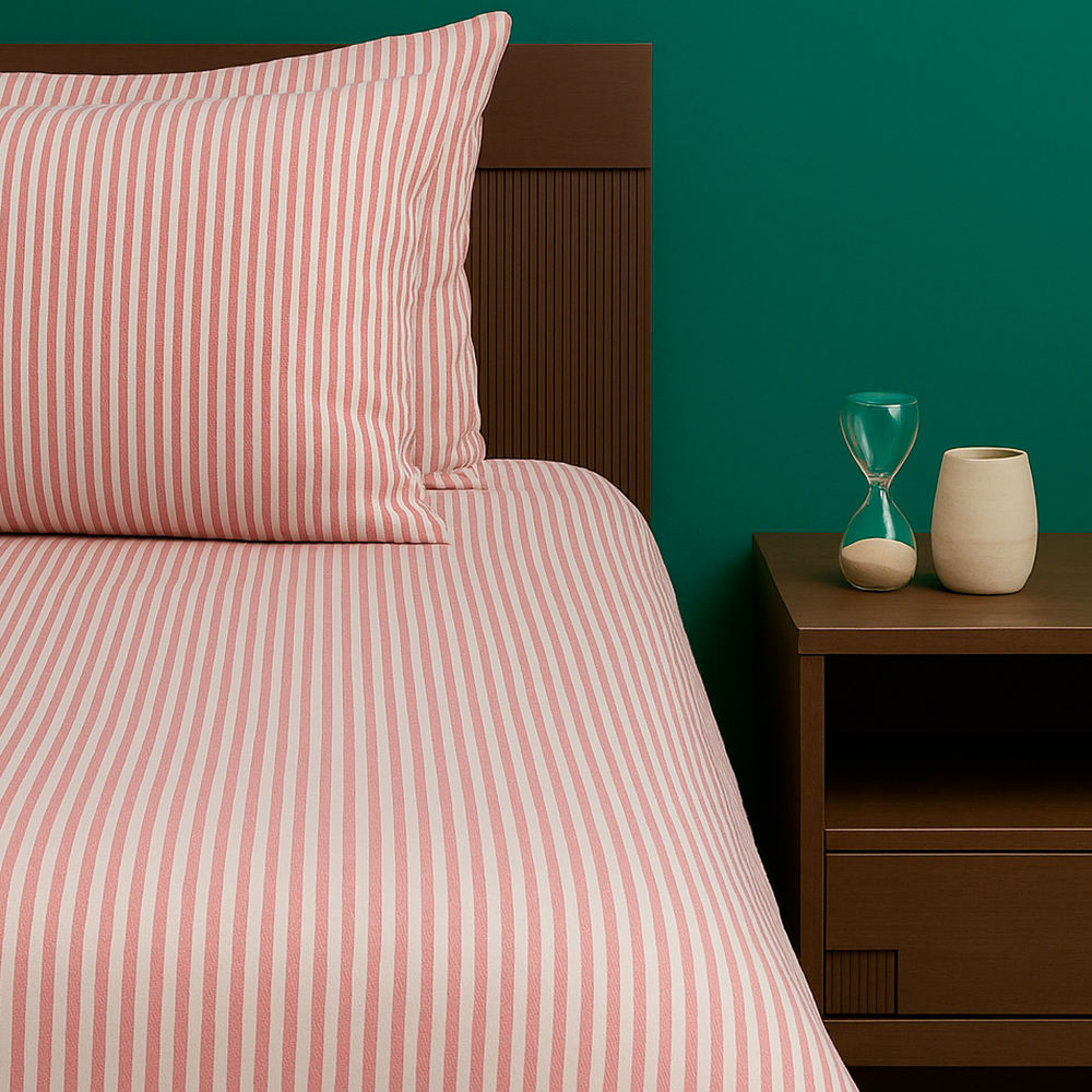 Juego de Duvet Catiónico Rojo Raya Delgada